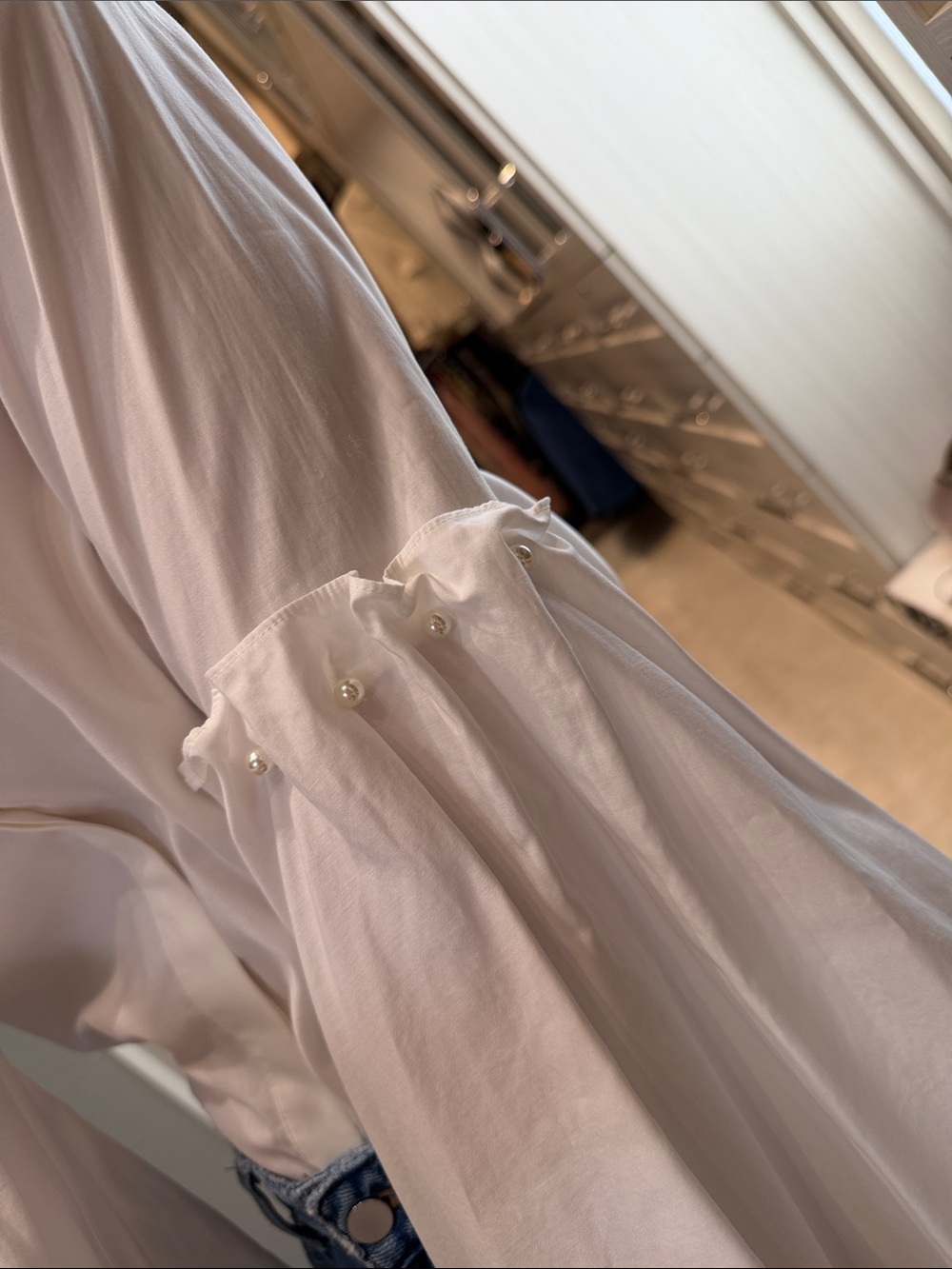 Jonathan Simkhai White Bell Sleeve Button-Down Blouse - Picture 2 of 4